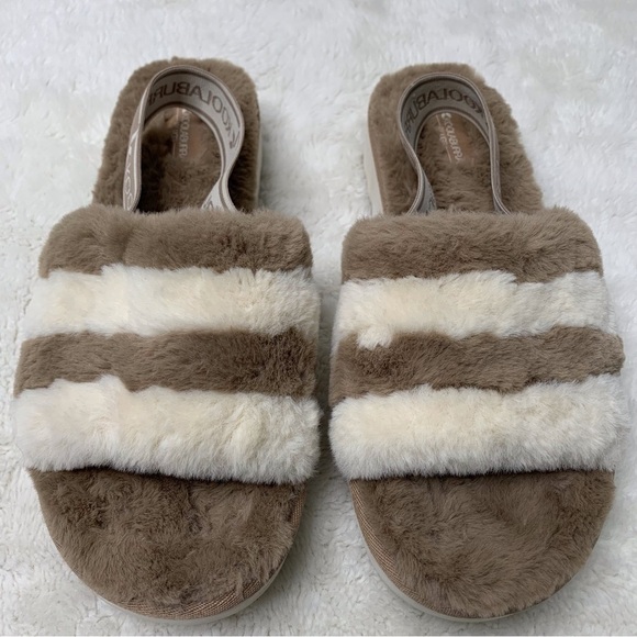 Koolaburra by UGG 1110214 Women's Brown Cream Fuzz'N Slide Slippers Sandals 11 - Picture 2 of 15